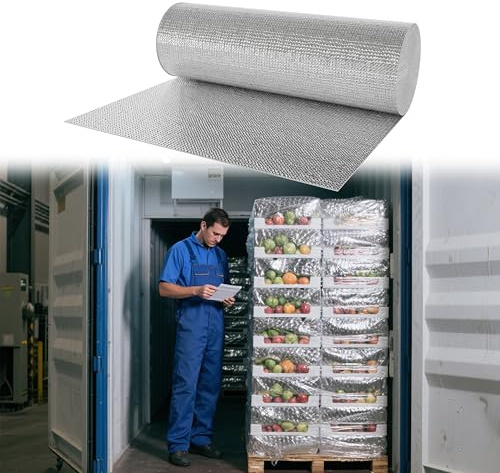 HENGMEI Isoleringsfilm, dubbel aluminium, husisolering, bubbelplast, 3–4 mm, isoleringsband, isoleringsfilm för värmeisolering, köldskydd (60 cm x 20 m)