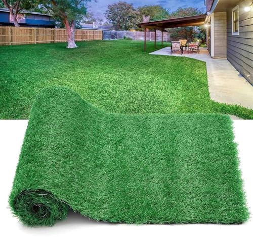 Kunstrasen Outdoor Rasenteppich Balkon Boden Kunstrasenpflanzen Rasenmatte Höhe 20mm 30mm Länge 100cm - 1000cm Hoher Dichte Grüngrasmatte Wetterfest Pflegeleichter Rollrasen(Höhe: 30mm,100x400cm)