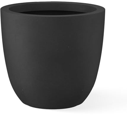 Kante Maceta para Exteriores, 14 Pulgadas de diámetro, hormigón, Negro, 14 Pulgadas de Ancho