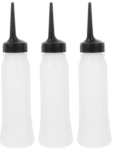 minkissy 3pcs Pp Hair Oil Applicator Bottles Fine Tip Nozzle Large Size Hair Dye Squeeze Bottles for Professional Hairdressing and Salon Use