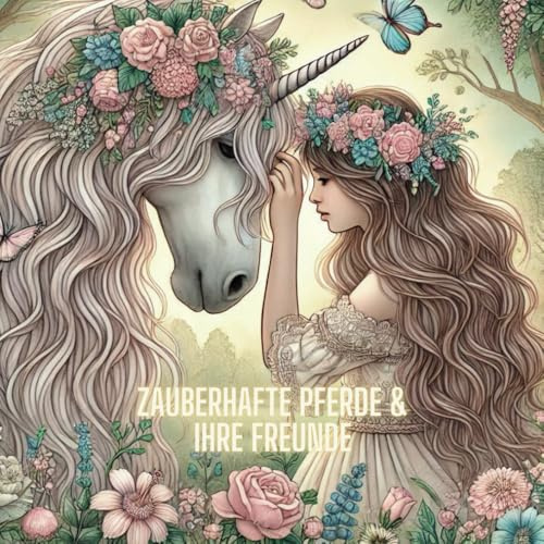 Zauberhafte Pferde & ihre Freunde: Zauberhafte Pferde & ihre Freunde – Ein Malbuch für Groß und Klein. 33 wunderschöne Bilder.