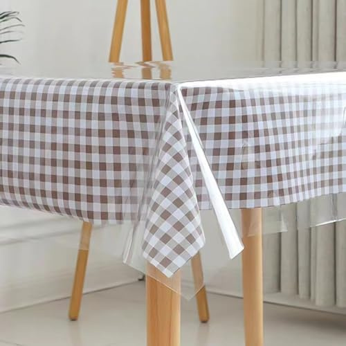 Umllpet Tovaglia Trasparente, Pellicola Protettiva per Tavolo, PVC Trasparente Protezione per Tavolo, Tovaglia Lavabile per Tavolo da Giardino all'aperto, Pellicola Protettiva per Mobili (Chiaro