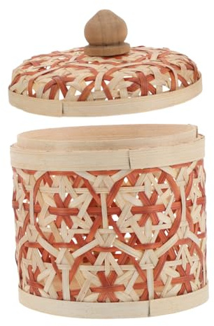 Ciieeo Handmade Bamboo Storage Basket Woven Tea Container Lid for Loose Tea Small for Kitchen Counter