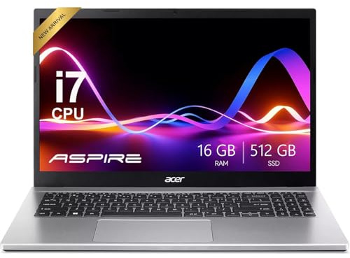 acer Aspire Premium Laptop con tastiera retroilluminata | Intel Core i7-1255U fino a 4,7 GHz | 16 GB di RAM - SSD PCIe da 512 GB | Display FHD da 15,6 pollici | Wi-Fi 6 avanzato | Grafica Iris Xe |