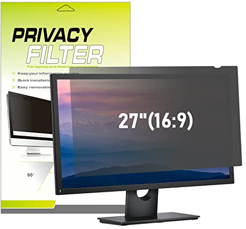 Nsyee 27 Inch Computer Privacy Screen Filter, 16:9 Monitor Anti Spy Film | Anti-Glare Blue Light Blocking Screen Protector for 27 Widescreen Monitor, Privacy Filter Film, W×H: 598mm*337mm