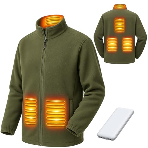 LABCOOL Beheizbare Jacke Homme Femme - Heizjacke aus Fleece - mit 6-Zonen-Heizung & 3 Temperaturstufen - USB-Betrieb mit 10000mAh Powerbank - Maschinenwaschbar