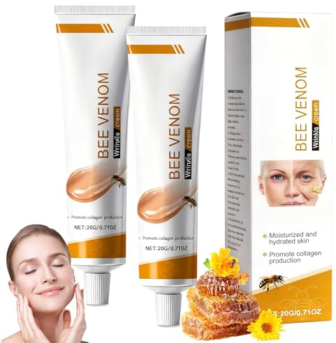 Crema Hidratante Facial Mujer,Veneno De Abeja Crema,Pack De 2 X 20g,Reafirmante Facial Y Cuello,Cream Antiarrugas Reafirmante Para Cara Y Cuello,Para Mujer Y Hombre,Todo Tipo De Piel