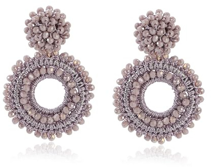 Hellviolett Boho Ohrringe Hängend für Damen Handgewebte Vantage Leichte Statement Ohrringe mit Perlen Modische Geschenke Schmuck
