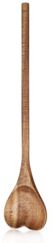Healvian Wooden Spoon for Cooking, Heart Shaped Solid Acacia Wood Cooking Spoon Mixing Spatula, Romantic Kitchen Utensil for Stirring Non Stick Pans