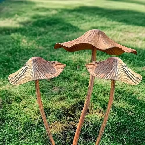 FUFRE Pilze Deko Herbstdeko Outdoor, Herbst Deko Pilze Rostdeko Gartendeko, Rost Pilz Dekoration Groß, Gartendekoration Plugin Metall Wetterfest, Dekopilze Gartenstecker für Draußen Garten Hof (B)