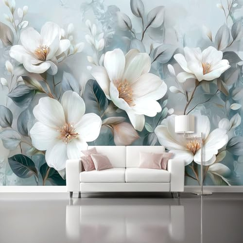 300 x 210 cm Mural Wallpaper for Living Room, Flowers 3D Orchid Pattern Non-Woven Photo Wallpaper for Dining Room Hallway Lounge Wall Decoration - Watercolor Theme 3D Poster Art Wall Murals