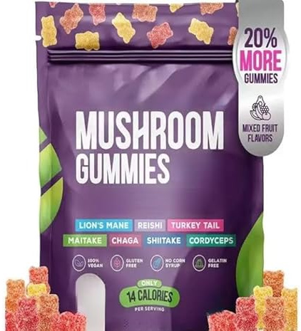 Löwenmähne-Pilz-Gummis, biologisch – Immunabwehr, steigert die kognitive Leistung