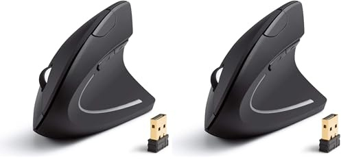 Anker Mouse Verticale Wireless - Mouse Senza Fili Con Impugnatura Verticale e Design Ergonomico, Nero (Confezione da 2)