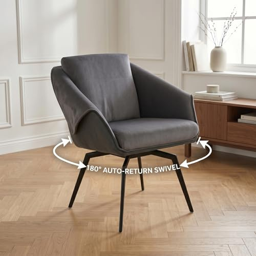 JIEXI Sessel mit Dicker Sitzpolsterung, Hellgrau, Samt, Metallbeine, Modern, 63x84 cm, 150 kg Tragkraft