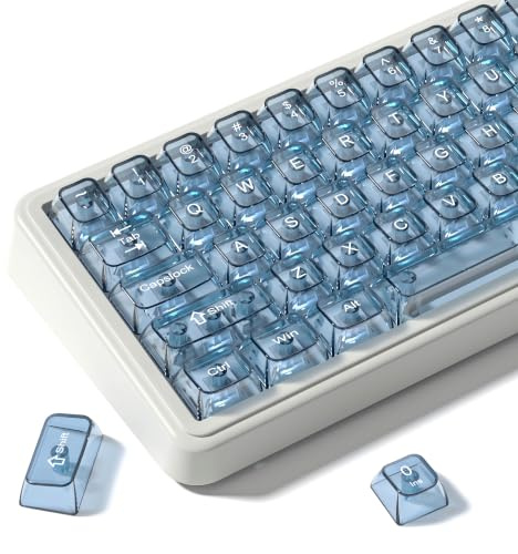 dagaladoo Clear keycaps,Translucent keycaps Jelly,Shine Throug Key caps | Transparent keyboard keycaps Glossy,MDA Profile custom Keycaps for Mx Switches Mechanical Keyboard(Slate Blue,115key)