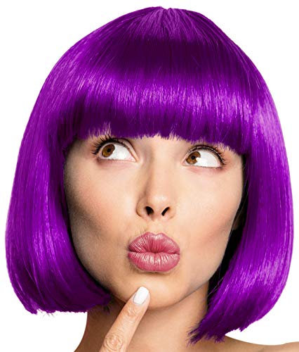 Perruque Sexy Bob Wig tête de groom Cabaret Perruques Charleston pour Mardi Gras/Carnaval & Fête à thème - 13 COULEURS (Violet)