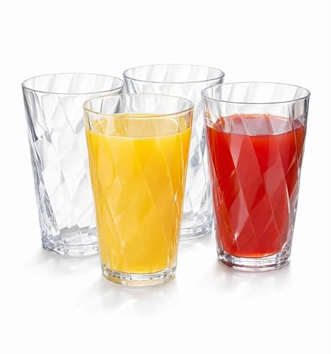 ADEPTNA Pack of 4 Hi Ball Plastic Swirl Tumblers Glasses Capacity Each Glass 670ML - BPA-Free Eco-Friendly Washable and Easy to Clean (Acrylic TUMBLERS)