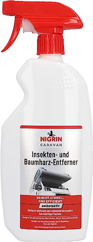 NIGRIN Caravan, rimuove insetti e resina degli alberi, pulisce rapidamente ed efficientemente, adatto a tutte le superfici verniciate, metallo, vetro e plastica, dissolve i residui di insetti, 0,75 l