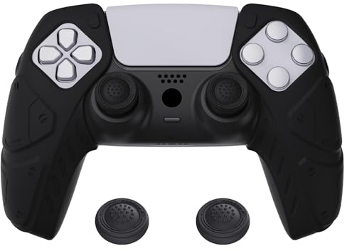 PlayVital Silikon Hülle für ps5 Controller,Case Zubehör Anti-Rutsche Schutzhülle Hülle mit Kappen für PS5 Wireless Controller(Mecha Edition,Schwarz)-Kompatibel mit Ladestation