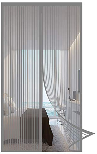Magnetic Screen Door Curtain, 105x240cm Mosquito Bug Protection Insect Mosquito Door Screen with Magic Tape, for Door Balcony Door Living Room Patio Door, Gray