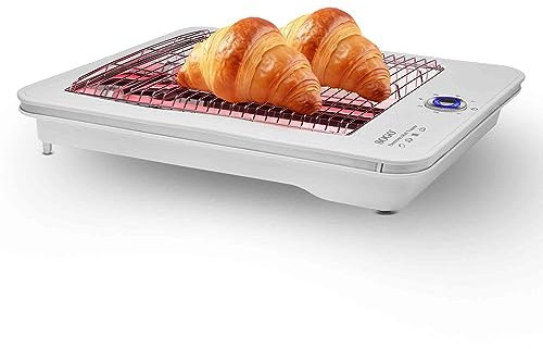 Sogo Grille-pain plat horizontal pour pain et pâtisseries - Grille-pain électrique avec résistances en quartz (4 tranches, blanc)