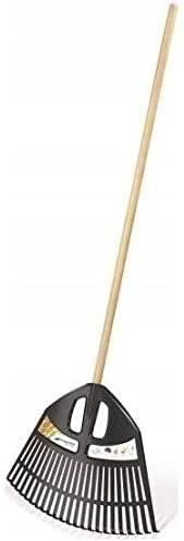 Gartenrechen Rechen Fächerbesen Holzstiel Laubbesen Harke 182cm Landschaftsbesen Laubrechen Laubfeger (Anthrazit)