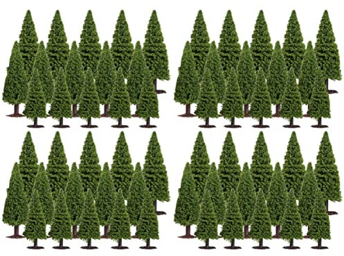 Garneck 60pcs Pine Tree Model Diy Scenery Landscape Tree for Model Railway Backscenes Construction