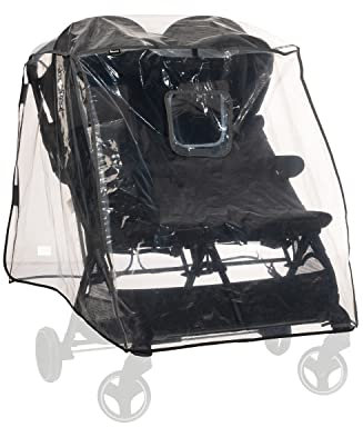 hauck Universal Regenschutz für Geschwisterwagen 51 x 72 x 88 cm mit Reflektierender Umrandung, Kontakt & Belüftungs Fenster, Einfache Klettverschluss Befestigung am Kinderwagen (Transparent)