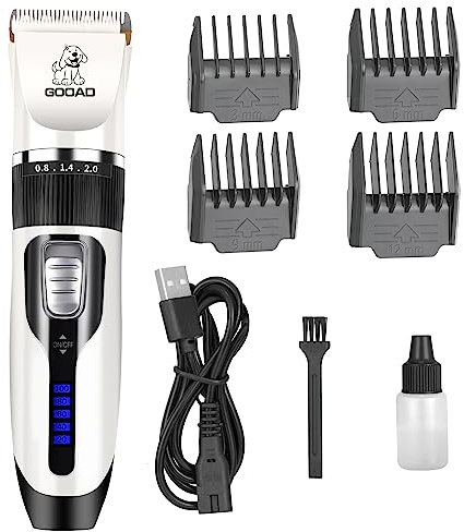 Gooad Tondeuse professionnelle pour chien et tondeuse à pattes, sans fil, à faible bruit, électrique silencieuse, rechargeable, outil de toilettage pour chiens et chats de petite et grande taille