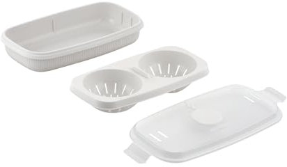 CARE + PROTECT Microwave Egg Poacher, Double Egg Cup, Egg steamer, Double-layer Egg Poachers, Omelet Maker, Non-Stick, BPA Free, Dishwasher Safe, 24 x 12.5 x 6 cm, White