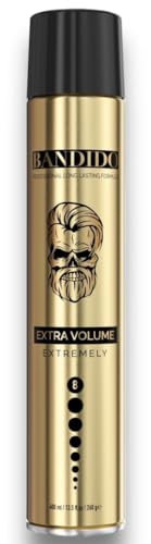 Bandido Spray per capelli extra volume, 400 ml, colore oro, spray per capelli da uomo, volume con forte tenuta, grado di tenuta 8, tenuta fino a 24 ore e senza incollaggio