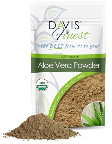 Davis Finest Organic Aloe Vera-pulver 250 g, 100 % rent naturligt aloe vera-blad, hår och hud, ayurvedisk, ansiktsmask
