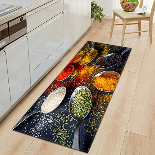 GOKSEL Komfort Küchenläufer Farben & Gewürze rutschfeste Küchenteppich, Gummirücken Küchenmatte Teppichläufer für Esszimmer, Küche, Flur 60 x 120cm