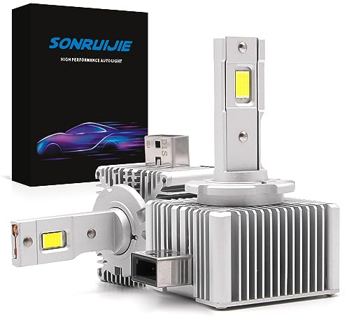 SONRUIJIE 2024 D1S D1R LED Lampadine, 100% Canbus 110W (55W/Lampade) 20000LM 6000K, Sostituisci lampadine allo xeno HID OEM Plug and Play, 2 Pezzi