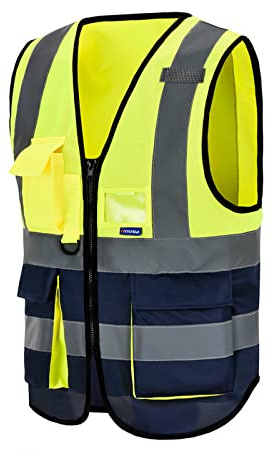 AYKRM 21 colors high Vis vest Zipper Front High Visibility vest Hi Vis Executive Vest Waistcoat with Phone & ID Pockets
