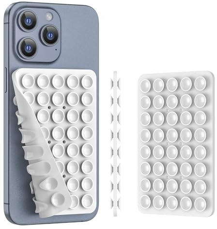 Silicone Suction Phone Case Mount (Compatible iPhone and Android Cellphone case, Hands-Free Phone Accessory Holder for Selfies and Videos) Fidget Toy Gift（White）