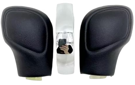 dulot Schwarze Leder-Schaltknauf-Seitenabdeckung mit glänzendem und mattem Finish, kompatibel mit VW Golf 6 7 RG TI, kompatibel mit Passat B7 B8 CC R20, kompatibel mit Jetta MK6 GLI