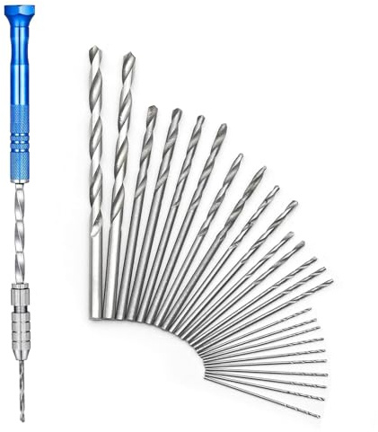 EULAPGOE 46 Pieces Hand Drill Set, Include Pin Vise Hand Drill, Mini Drills and Twist Drills for Wood, Manual Work DIY, Jewelry (0.3-3.0 mm)