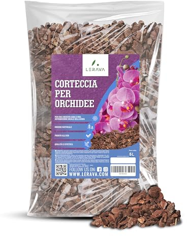 LERAVA® Bark per Orchidee 5L – Corteccia di Pino Marittimo, Terriccio per Orchidee con Alta Aerazione e Drenaggio Naturale – Substrato 100% Naturale, Favorisce la Crescita Sana, Pronto all'Uso