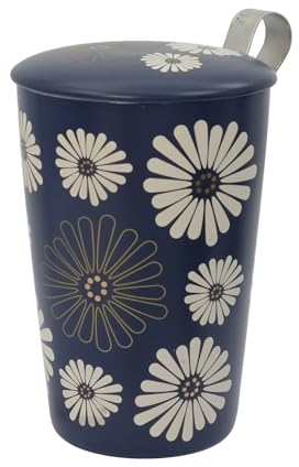 Eigenart Teaeve Amami 80062 Gobelet à double paroi en porcelaine avec couvercle et passoire en acier inoxydable, sans BPA, 350 ml