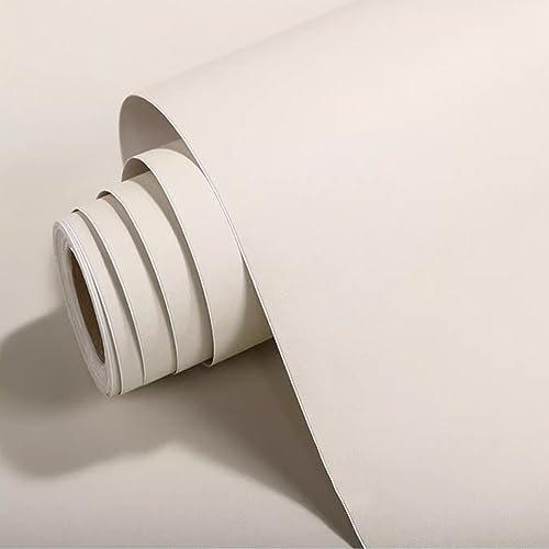 YBAAKZIIR Papier Peint à Coller, Papier Peint Autocollant Papier Peint adhésif, Papier Peint texturé Autocollant, Vinyle Amovible, Couleur Unie, Papier de Contact, Papier Peint Autocollant(Bianco)