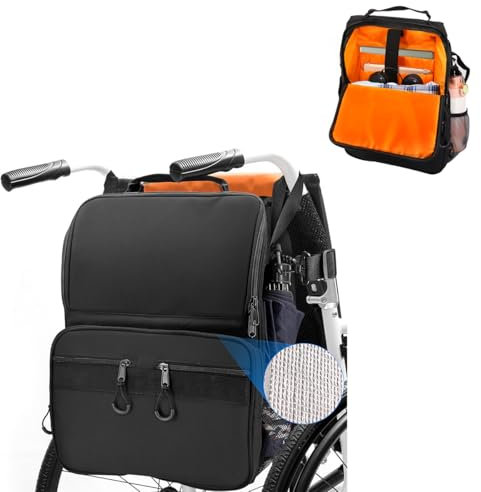 SANEIYA Large Wheelchair Bag for Back of Chair, Accessories for Adult & Senior, Mobility Scooter Backpack Pouch, Power & Manual Wheelchair Hanging Storage