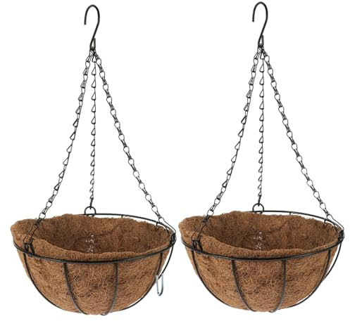 SEWOART 4 Sätze Kokospalmen-hängekorb Blumentöpfe Im Freien Blumendekor Balkon Hängen Garten Blumentöpfe Kreative Blumentöpfe Garten Hängen Liner-Korb Künstliche Pflanzen Brown Eisen