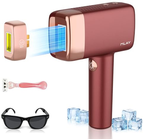 Epilatore Luce Pulsata con 0,5 sec/flash, 2 Testine di Depilazione per una Depilazione Fredda e Indolore in più Aree, Depilazione ad alta Efficienza 600nm, Depilazione Laser di Bikini, Ascelle