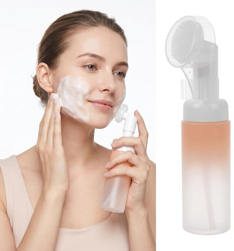 Beavorty Bouteille Pompe À Mousse Réutilisable 30Ml 100Ml avec Brosse pour Nettoyant Visage Gel Douche Shampoing Voyage Portable