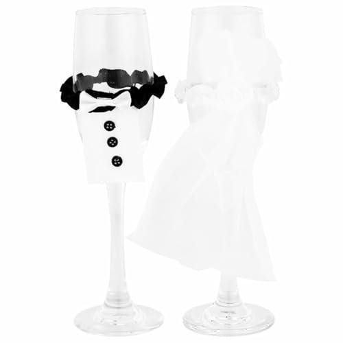 Set de 2 Copas para Brindis, 2 Copas para Brindis Decoradas con Champagne, Regalo para Novios