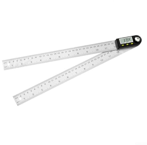 Zilimontt Goniometro digitale 0 – 360°, righello elettronico angolare per goniometro, strumento di misurazione angolare, in acciaio inox, per lavorazione del legno e lavorazione dei metalli (300 mm)