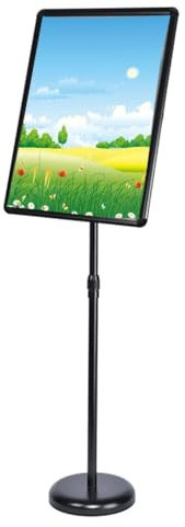 MEHWSAR A2-Plakatständer, Verstellbarer Schilderständer, Aluminium-Menüständer, Bodenständer, austauschbarer Werbeständer mit Stabiler runder Basis(Black)