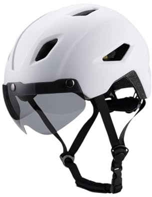 LeeQinersw Casco per Bambini con Visiera Removibile, per Ciclismo e attività all'aperto, Bianco