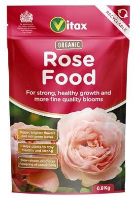Vitax Organic Rose Feed – All-Natural Fertilizer for Healthier, Vibrant Roses – Boosts Growth, Blooms, and Soil Health – Ideal for Organic Gardening (0.9kg Pouch)